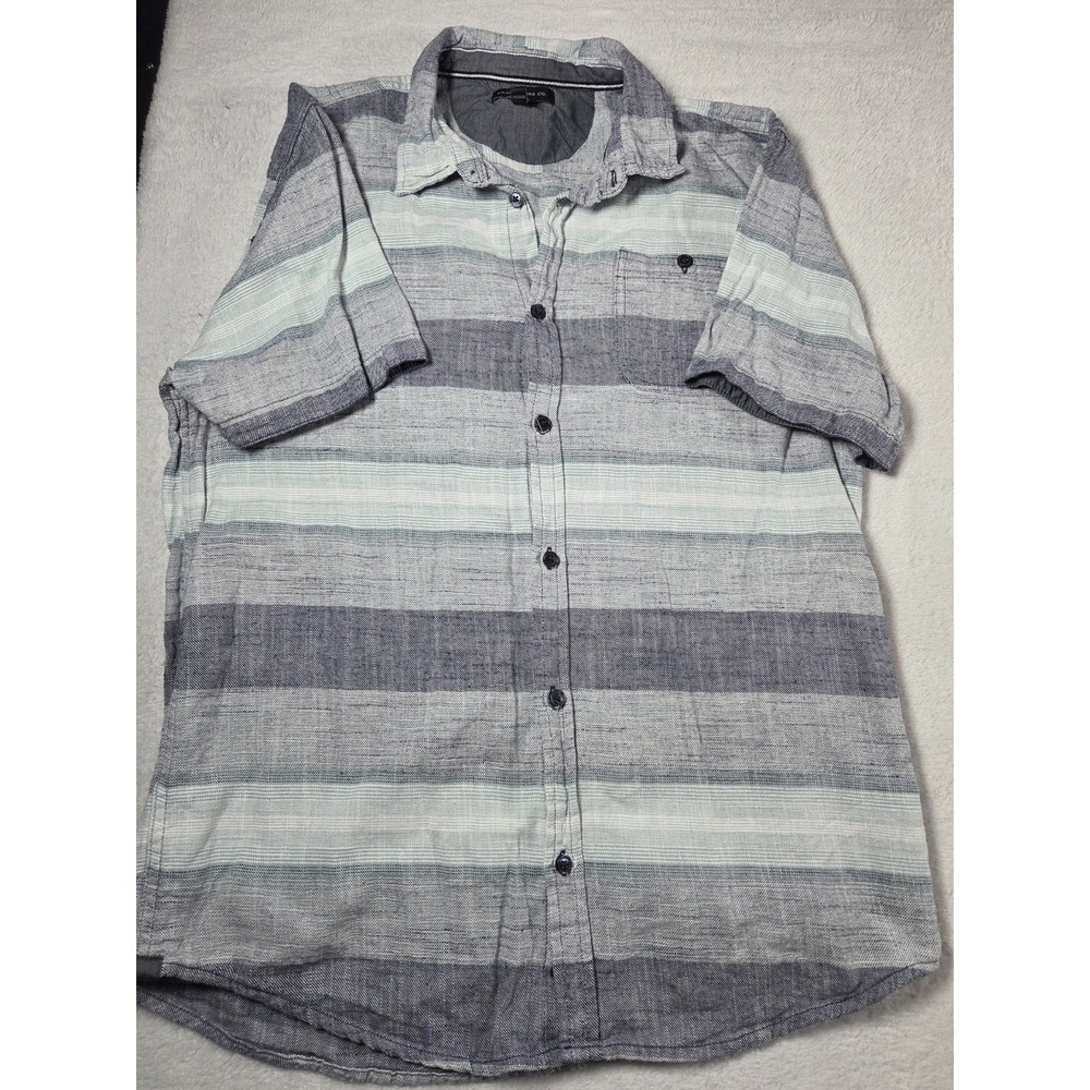 Silver Jeans Co Men's Large Short Sleeve Button Down Shirt Gray Mint Stripe...